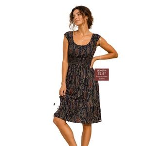 Maeve Anthropologie Dress XS Boho Midi Smocked Waist Abstract Print Cottagecore